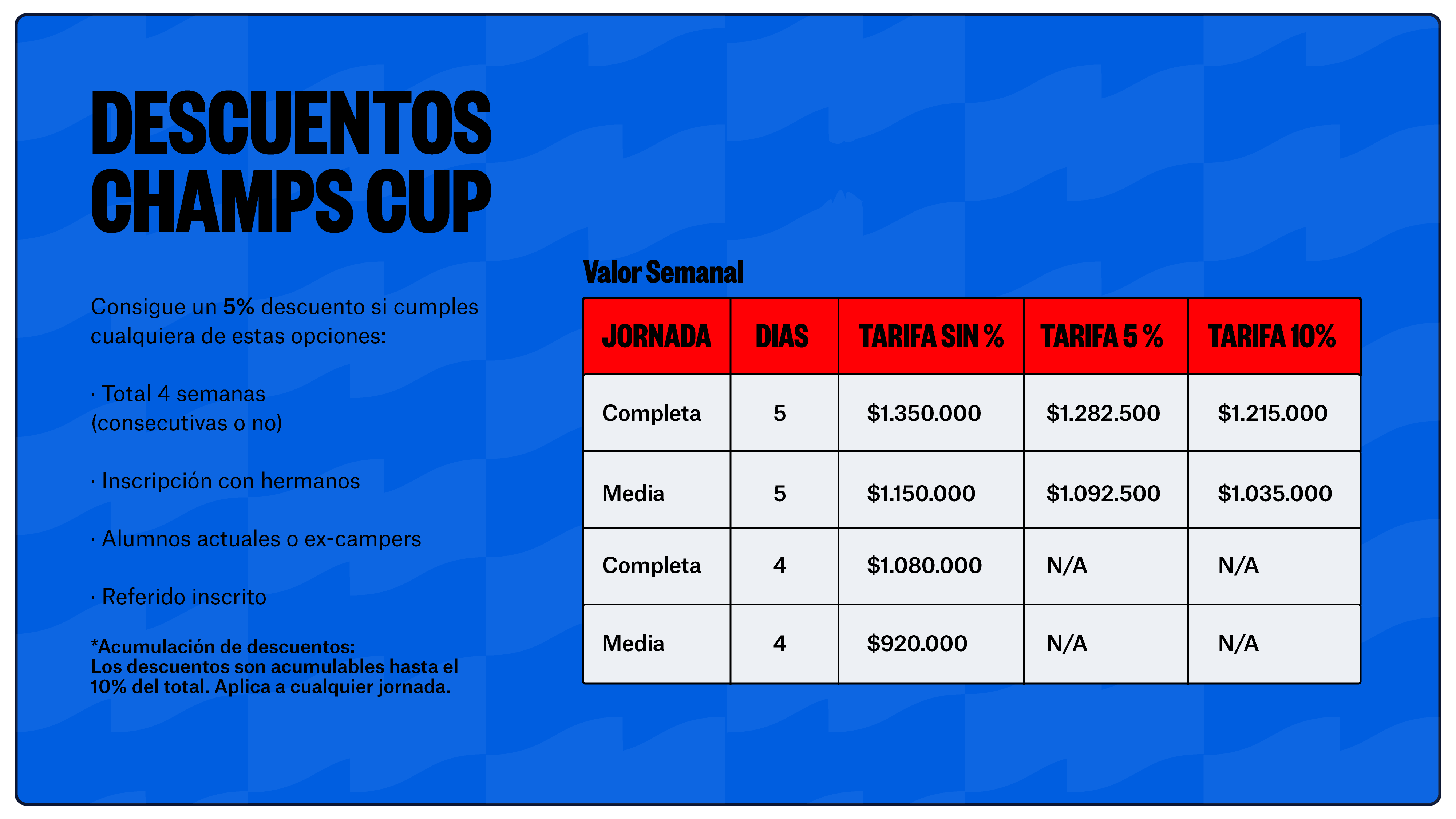 Descuentos Champs Cup